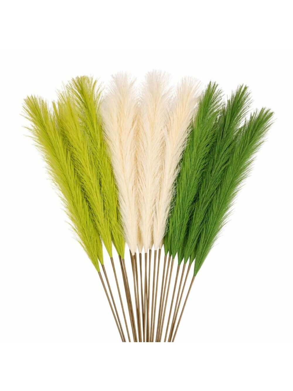 Green Pampas Grass Bundle 16 Stem Faux Pampas White and Green Boho Decor Vase Fi